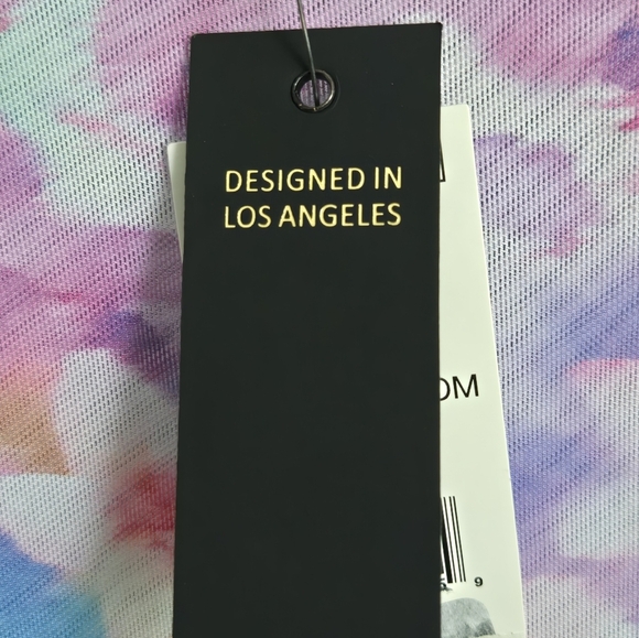 NWT AFRM Pink & Blue Print Mesh Long Sleeve Top,  MEDIUM - Picture 4 of 7